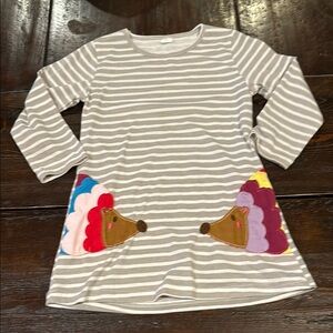 Cute Striped Long Sleeve Top with Hedgehog Pockets